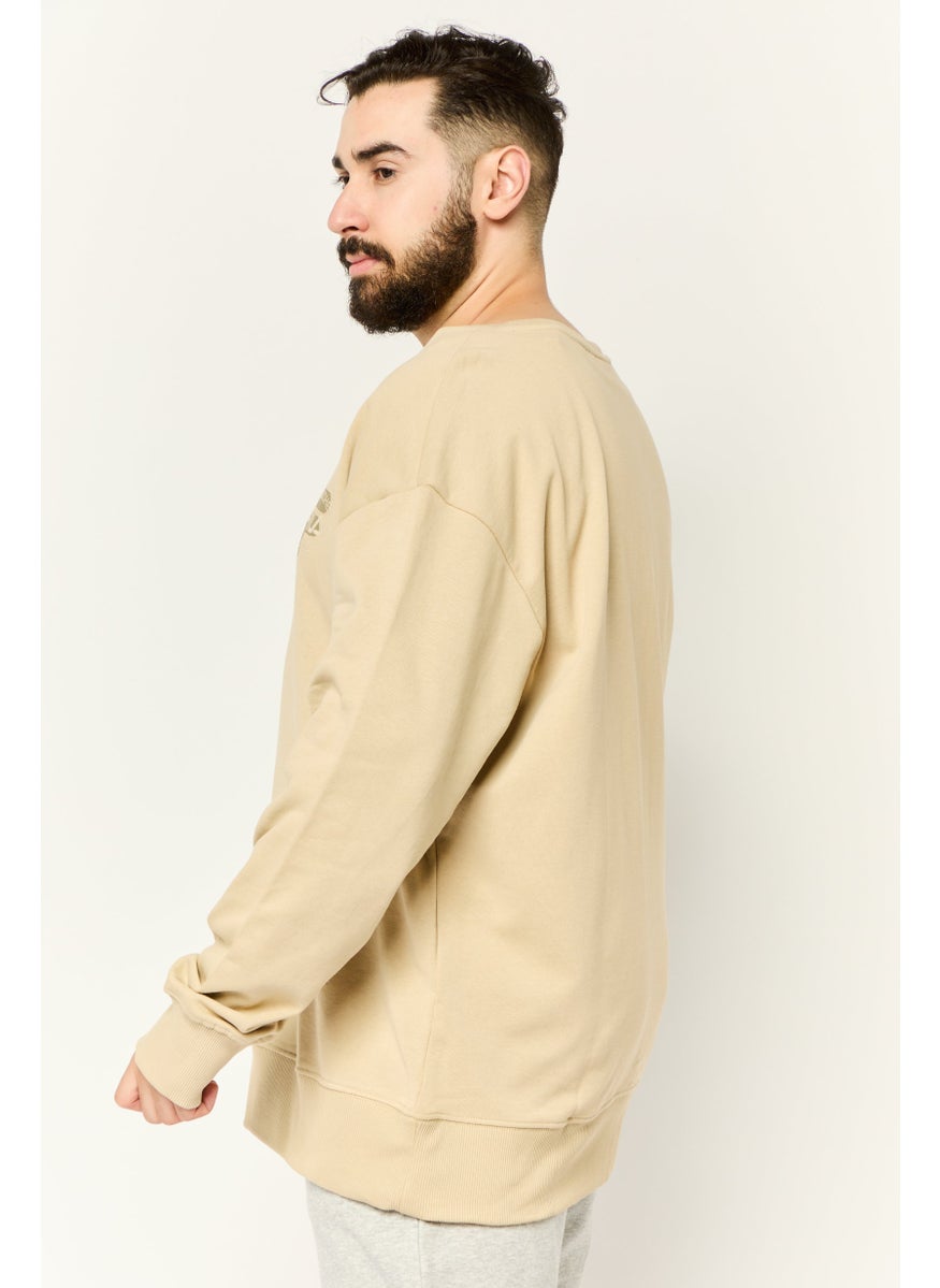 FILA Men Oversized Fit Long Sleeve Training Sweatshirt, Dark Beige  - Image 4