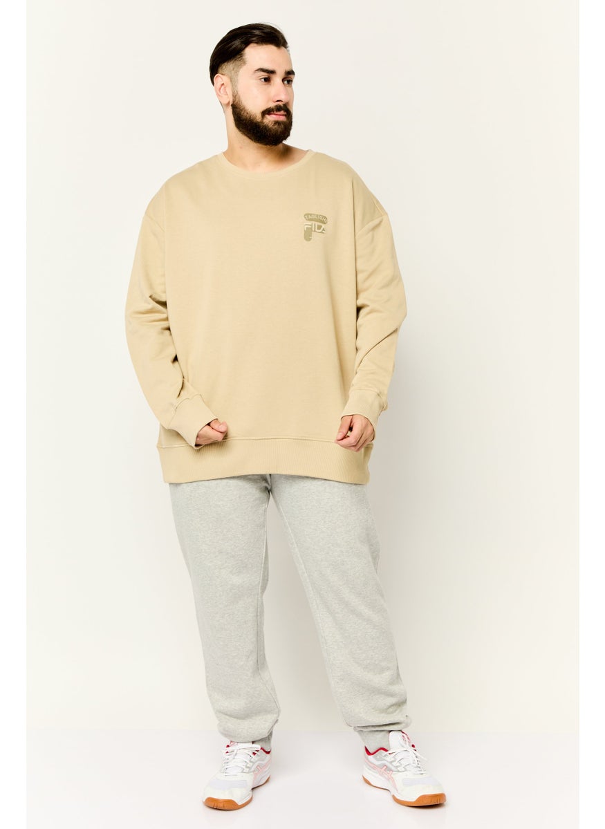 FILA Men Oversized Fit Long Sleeve Training Sweatshirt, Dark Beige  - Image 2