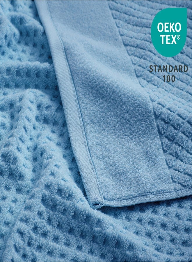 Simple&Opulence مجموعة مناشف فاخرة 100% قطن بسيطة وفاخرة 6 قطع، مناشف جاكار ناعمة ماصة للماء للحمام، الفندق والسبا، 2 منشفة استحمام 28"x55"، 2 منشفة يد 16"x28" و2 قطعة قماش للغسيل 14"x14" (أزرق) - Image 2