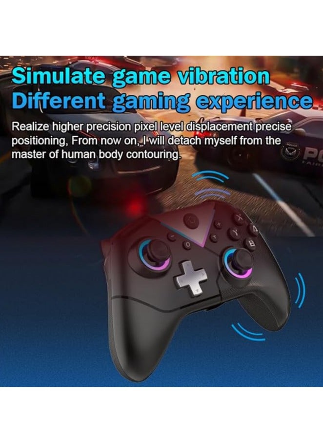 Switch controller for Windows PC/Switch/IOS/Android/Steam, Wireless Switch Pro controller with dual vibration motor, Turbo, Macro, RGB light, wired/Bluetooth dual connection mode gamepad - Image 5