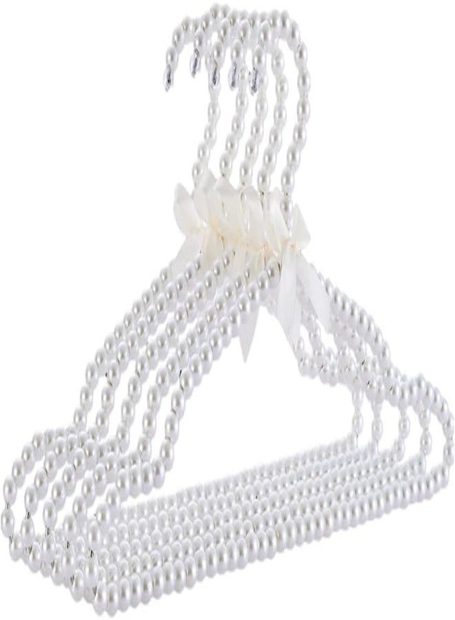 White Pearl Clothes Hangers, 5 Pack for Wedding Dresses, Shirts, Bras (5 Pack) - Image 1