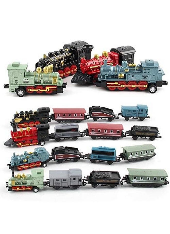 Exasinine Exasinine 4 Sets Steam Train Model Set With Pull-Back Die-Cast Metal Locomotive for Display or Play - Ideal Home Decor and Gift for Enthusiasts, Collectors, Boys and Girls  - Image 4