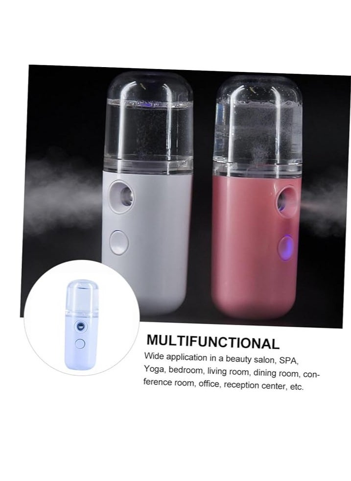 Generic 2 Pieces Portable Humidifier Convenient Mist Spray Diffuser Diffuser Portable Essential Oil Diffuser Mini Humidifier Portable Humidifier Student Fan Face Plastic (White + Pink)  - Image 3