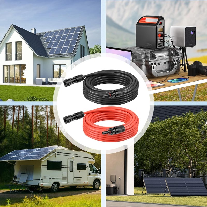 Kimbluth 8 AWG Solar Extension Cable 50FT Black + 50FT Red, Ultra Solar Panel Wire Male to Female Tinned Copper Wire for Solar Panel, Automotive, RV, Boat, Outdoors - Image 5