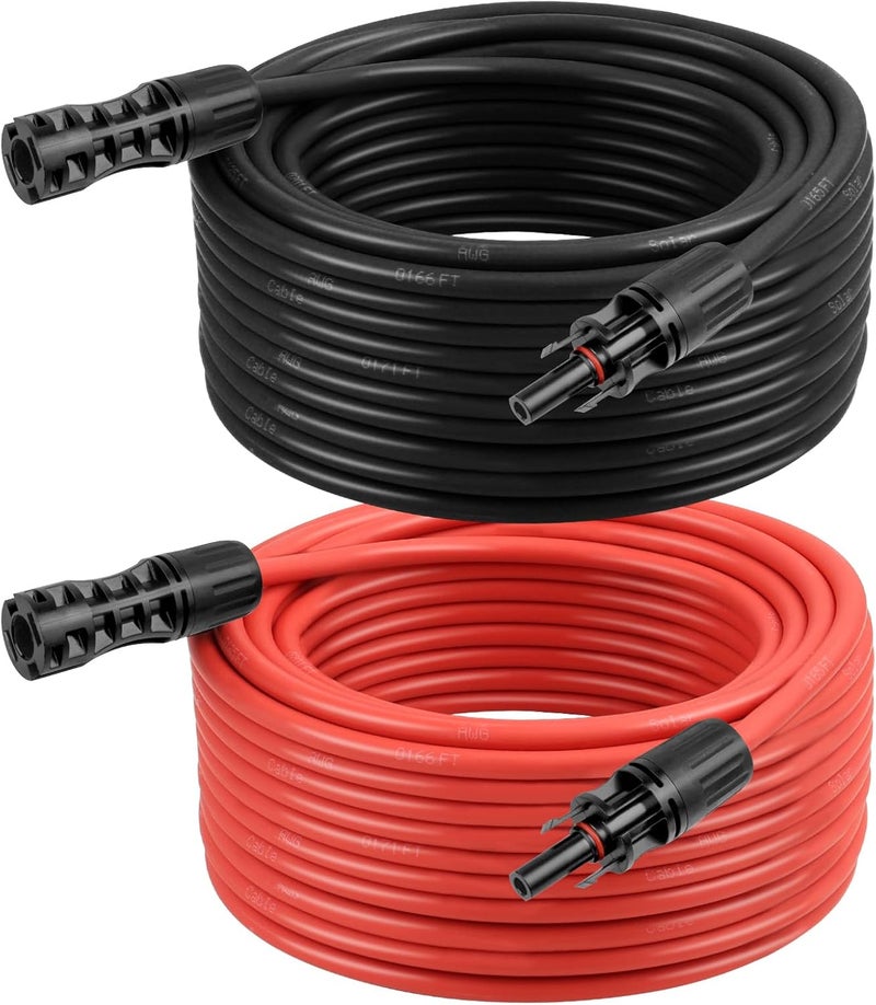 Kimbluth 8 AWG Solar Extension Cable 50FT Black + 50FT Red, Ultra Solar Panel Wire Male to Female Tinned Copper Wire for Solar Panel, Automotive, RV, Boat, Outdoors - Image 1