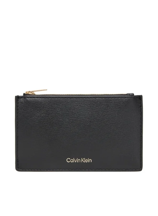 Calvin Klein Logo Top Zip Card Holder