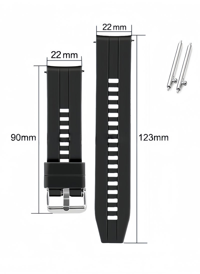 Generic 2pcs Silicone Replacement Strap Watchband for Huawei Watch 3/3Pro Dark Blue/Black  - Image 5