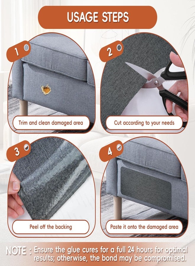 LIHBIH Linen Fabric Repair Tape 4.7x63 Inch, Self Adhesive Couch Patch Repair Fabric Tape for Furniture, Linen Patch Kit for Couch, Carpet, Upholstery, Chair, Sofa, Cushion, Bag (Dark Grey) - Image 4