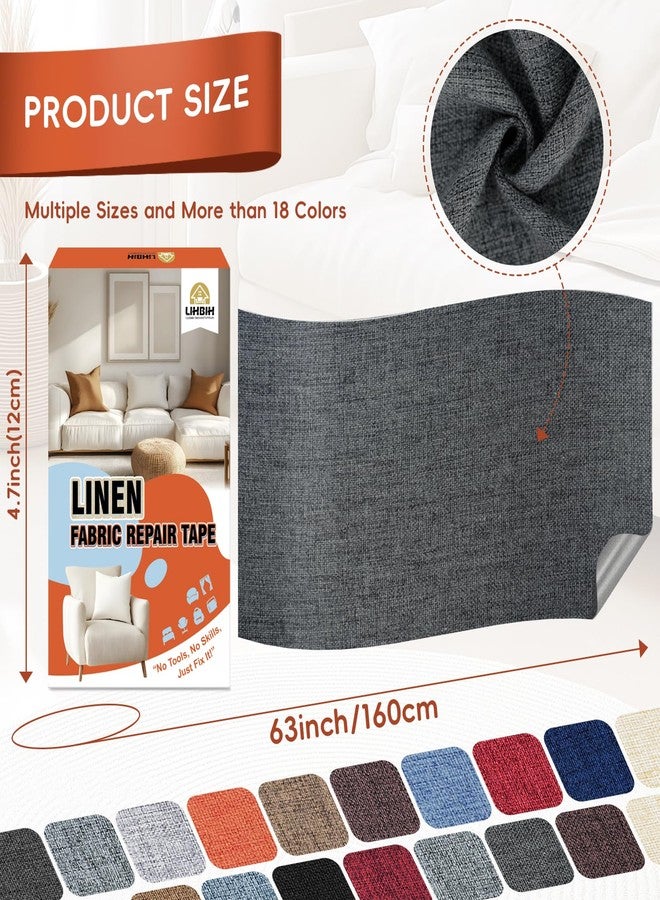 LIHBIH Linen Fabric Repair Tape 4.7x63 Inch, Self Adhesive Couch Patch Repair Fabric Tape for Furniture, Linen Patch Kit for Couch, Carpet, Upholstery, Chair, Sofa, Cushion, Bag (Dark Grey) - Image 2