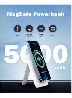 SKA 4-in-1 Magnetic Wireless Charging Station – 10W Fast Charge & 5000mAh Power Bank – USB-C, USB-A – Compatible with iPhone 16/15/14, AirPods, Apple Watch, Samsung – White  - Image 3