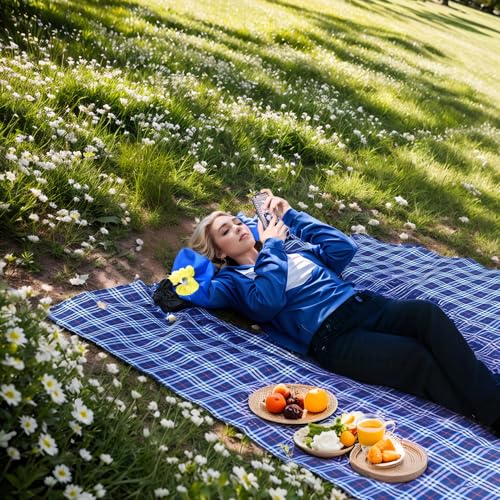 Wind Tour Waterproof Picnic Blanket with Carry Strap - Foldable Sandproof Outdoor Mat for Camping, Beach, Park - 59" x 71",Green(Single Mat) - Image 5