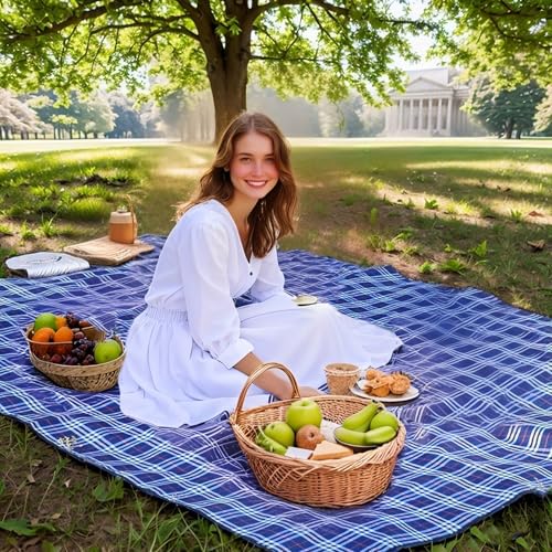 Wind Tour Waterproof Picnic Blanket with Carry Strap - Foldable Sandproof Outdoor Mat for Camping, Beach, Park - 59" x 71",Green(Single Mat) - Image 4