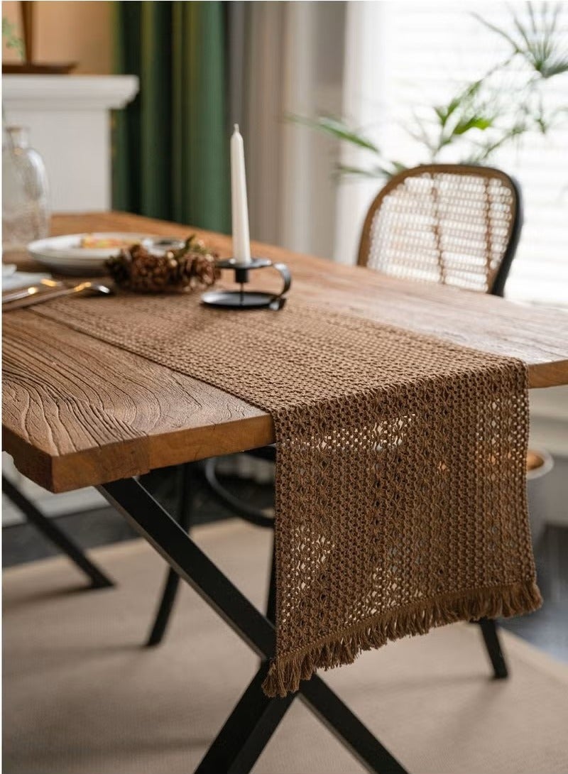 YIM-VIBEHAUS Boho Table Runner Woven Table Runner with Tassels Linen Tablecloth for Table Decoration Party 30×180cm  - Image 1