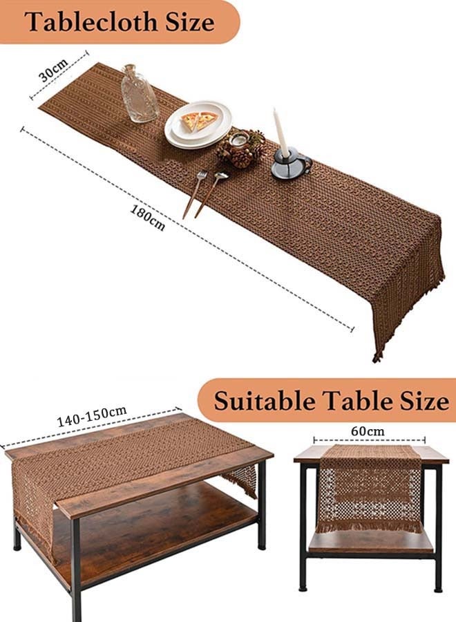 YIM-VIBEHAUS Boho Table Runner Woven Table Runner with Tassels Linen Tablecloth for Table Decoration Party 30×180cm  - Image 5