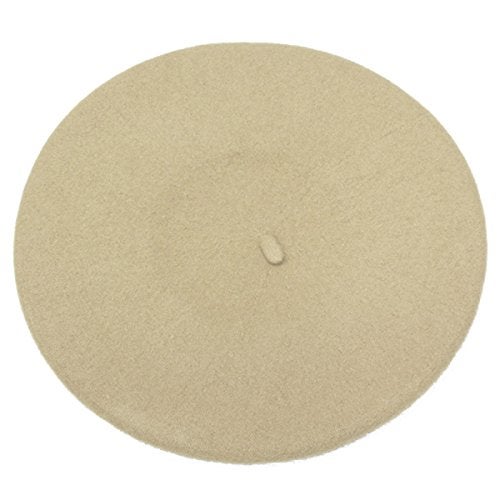 ICSTH French Beret - Wool Solid Color Womens Beanie Cap Hat (One Size, Beige) - Image 4