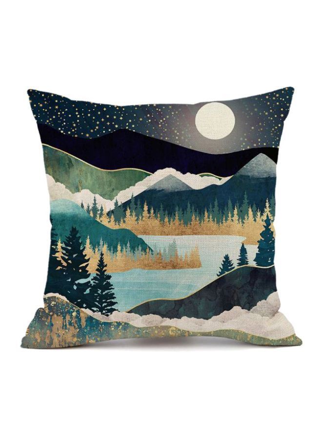 NIBEMINENT Nature Printed Cushion Cover Blue/Green/Black 45x45cm