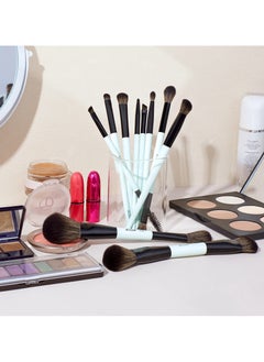 Jessup Jessup Makeup Brushes Set 10pcs, Double Sided Foundation Contour Blush Highlight Blending Eyebrow Brush Eyeshadow Eyeliner Concealer Brush, Bright Cyan Cruelty Free Cosmetic Tools T500  - Image 3