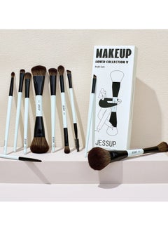 Jessup Jessup Makeup Brushes Set 10pcs, Double Sided Foundation Contour Blush Highlight Blending Eyebrow Brush Eyeshadow Eyeliner Concealer Brush, Bright Cyan Cruelty Free Cosmetic Tools T500  - Image 2