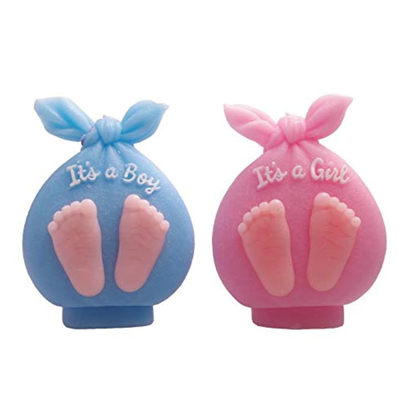 Baby Shower Silicone Candle Mold,3D Baby Foot Silicone Soap Mold Fondant Cake Decorating Candy Chocolate Mould (Boy&Girl)