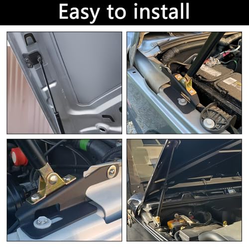 VKVXCLON Hood Shocks Lift Support Compatible with Wrangler JK&Unlimited 2011-2018 Front Engine Hood Struts Stainless Steel Bolt-in System(All Black Components Struts) - Image 4