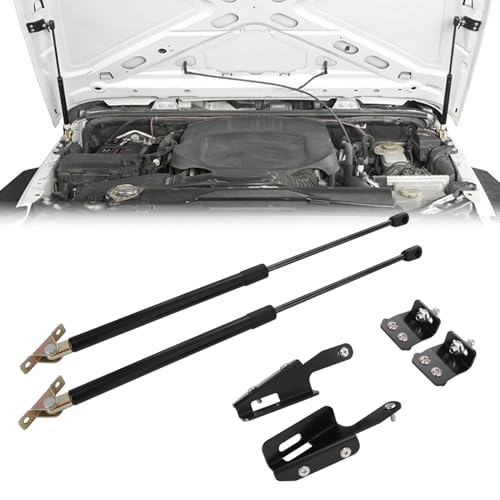 VKVXCLON Hood Shocks Lift Support Compatible with Wrangler JK&Unlimited 2011-2018 Front Engine Hood Struts Stainless Steel Bolt-in System(All Black Components Struts) - Image 1