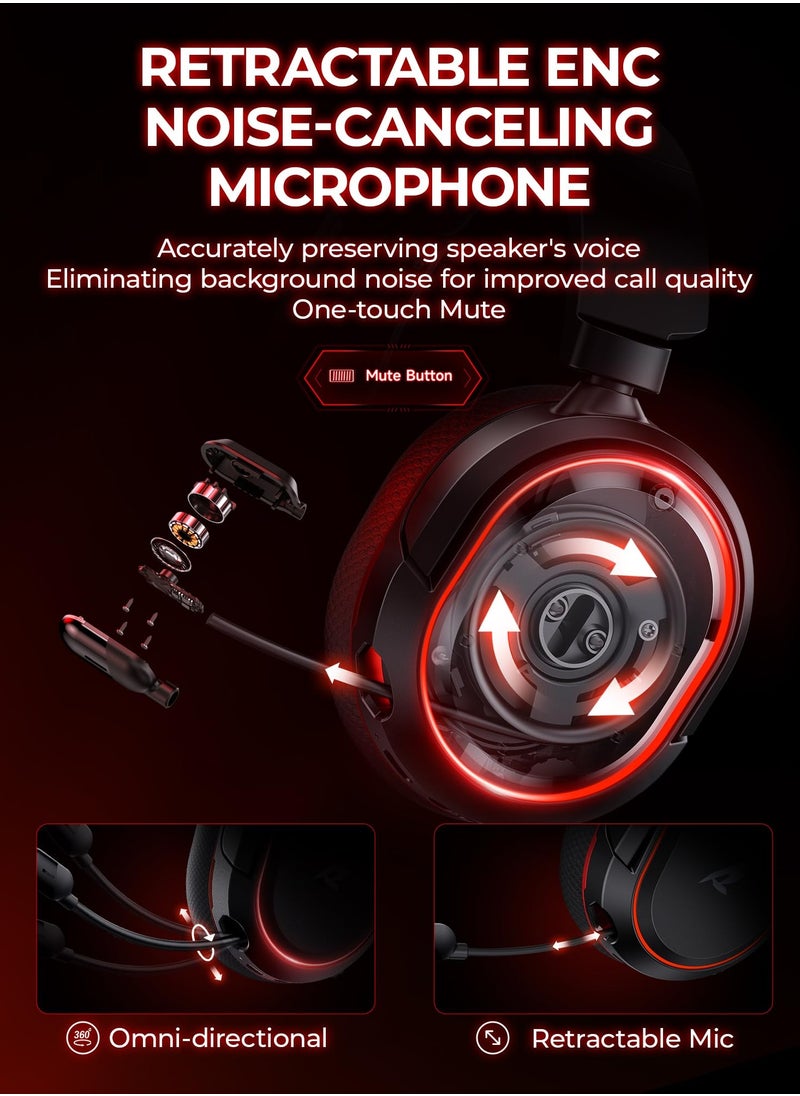 Picun - Wireless Gaming Headset, 7.1 Surround Sound,2.4GHz USB Gaming Headphones Bluetooth ENC Noise Canceling Mic, Bluetooth Headset for PC PS5 PS4 Mac Switch - Image 1