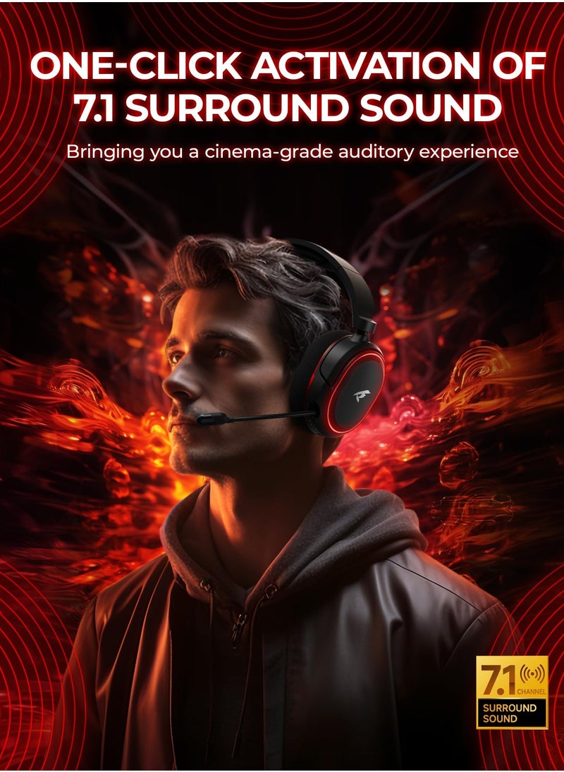 Picun - Wireless Gaming Headset, 7.1 Surround Sound,2.4GHz USB Gaming Headphones Bluetooth ENC Noise Canceling Mic, Bluetooth Headset for PC PS5 PS4 Mac Switch - Image 1