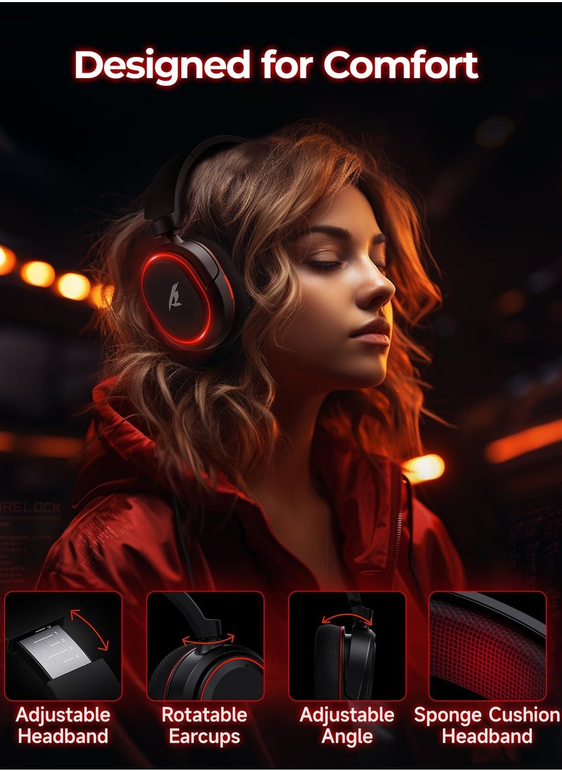 Picun - Wireless Gaming Headset, 7.1 Surround Sound,2.4GHz USB Gaming Headphones Bluetooth ENC Noise Canceling Mic, Bluetooth Headset for PC PS5 PS4 Mac Switch - Image 1