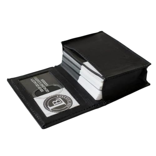 LB LEATHERBOSS Leatherboss Genuine Leather Business Card Holder Wallet | Expandable Pocket, Credit Card & ID Slots | Stylish & Compact | Black - Image 4