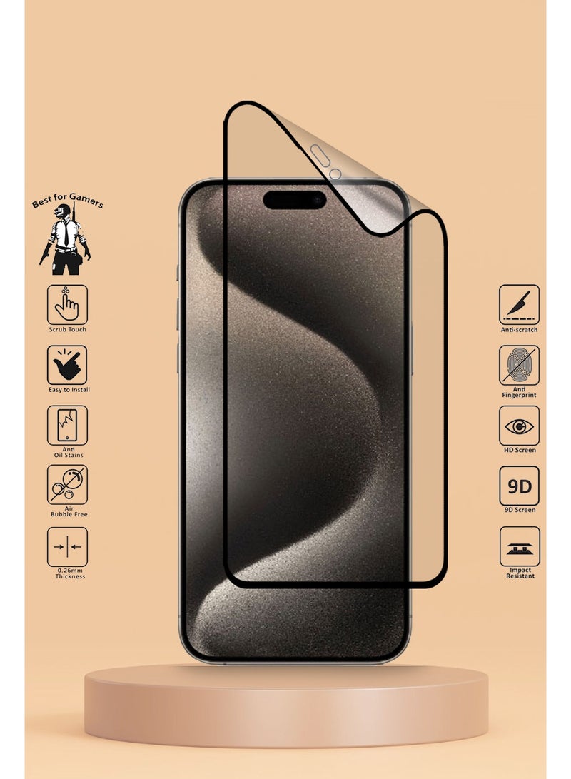 Techie واقي شاشة سيراميك غير لامع من Techie Full Cover 9H Hardness لهاتف Apple iPhone 15 Pro Max - مضاد للانفجار ومضاد للخدش ومضاد لبصمات الأصابع - Image 2