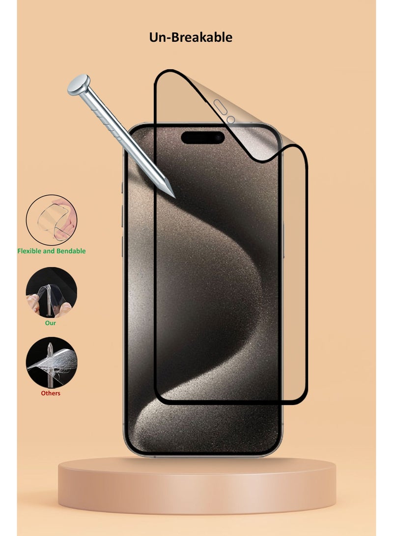 Techie واقي شاشة سيراميك غير لامع من Techie Full Cover 9H Hardness لهاتف Apple iPhone 15 Pro Max - مضاد للانفجار ومضاد للخدش ومضاد لبصمات الأصابع - Image 5