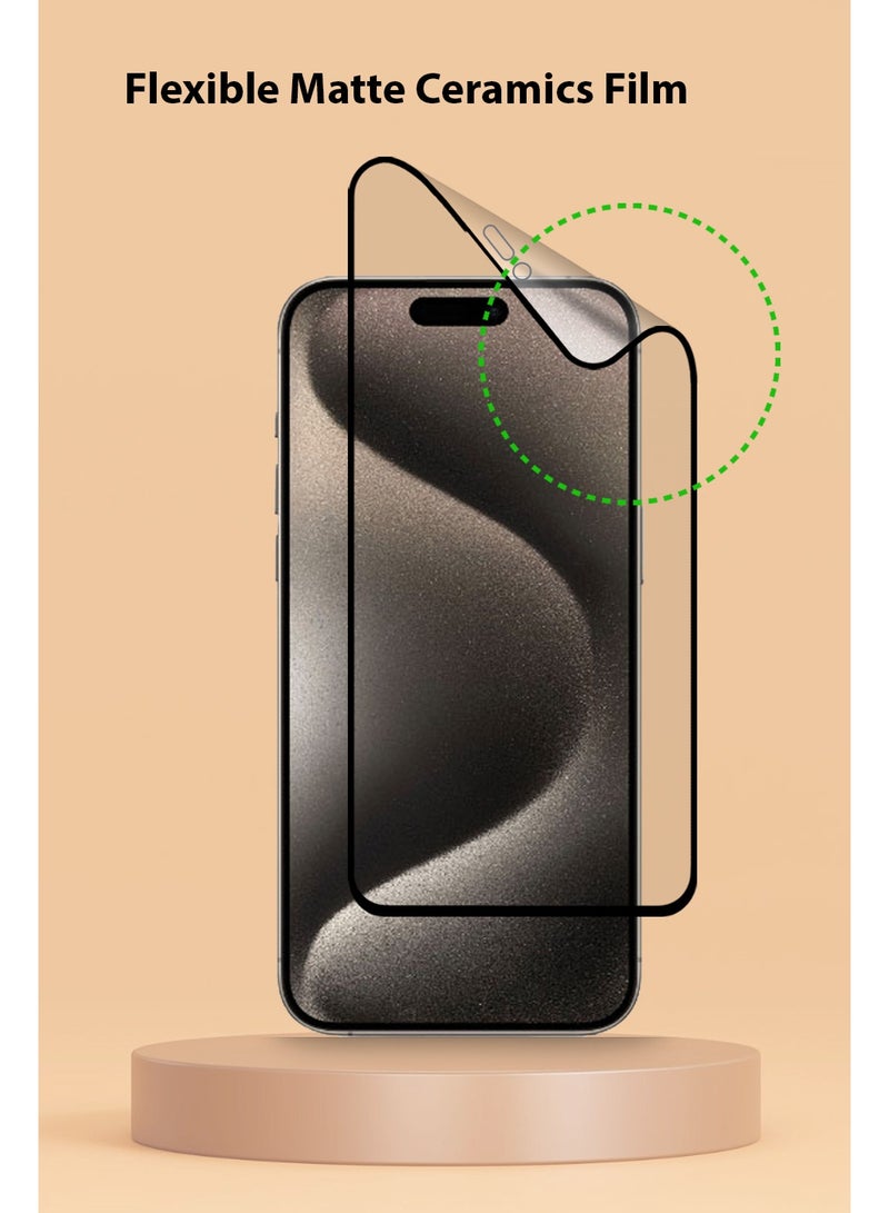 Techie واقي شاشة سيراميك غير لامع من Techie Full Cover 9H Hardness لهاتف Apple iPhone 15 Pro Max - مضاد للانفجار ومضاد للخدش ومضاد لبصمات الأصابع - Image 4