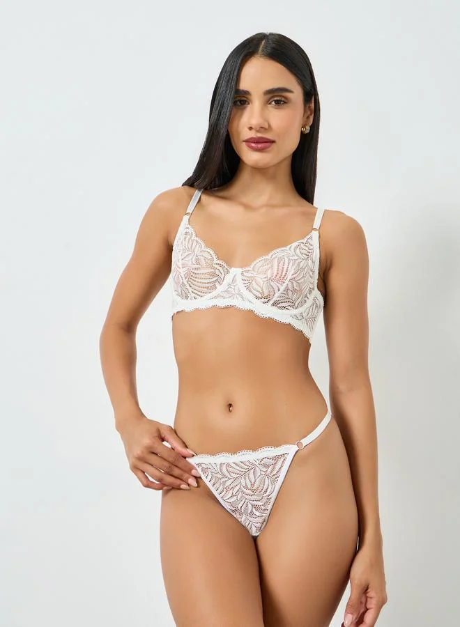تايك تو مجموعة من سراويل داخلية وصدرية دانتيل بأسلاك وبلا حشوة