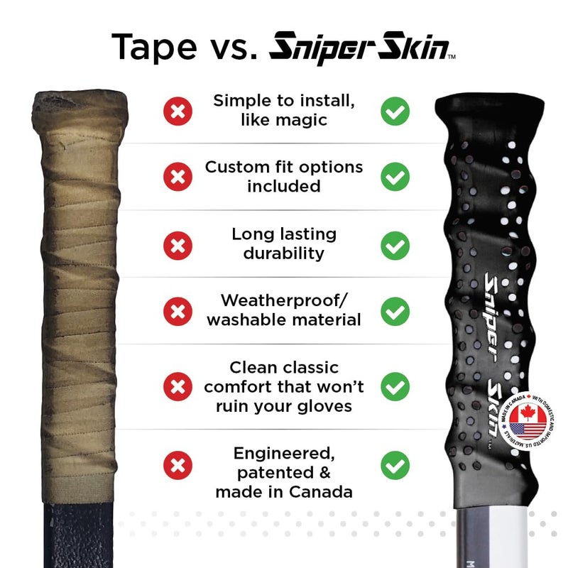 SNIPER SKIN Hockey Grip, Fits Adult and Kids Sticks, Easy Install, Durable, Better Than Hockey Tape, Ideal Team Swag, Clean Non-tack - White - Image 3