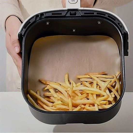 5 دي ام 50 Pcs Air Fryer Baking Paper Disposable Oil Waterproof Non-Stick Non-Hole Flat Square Model