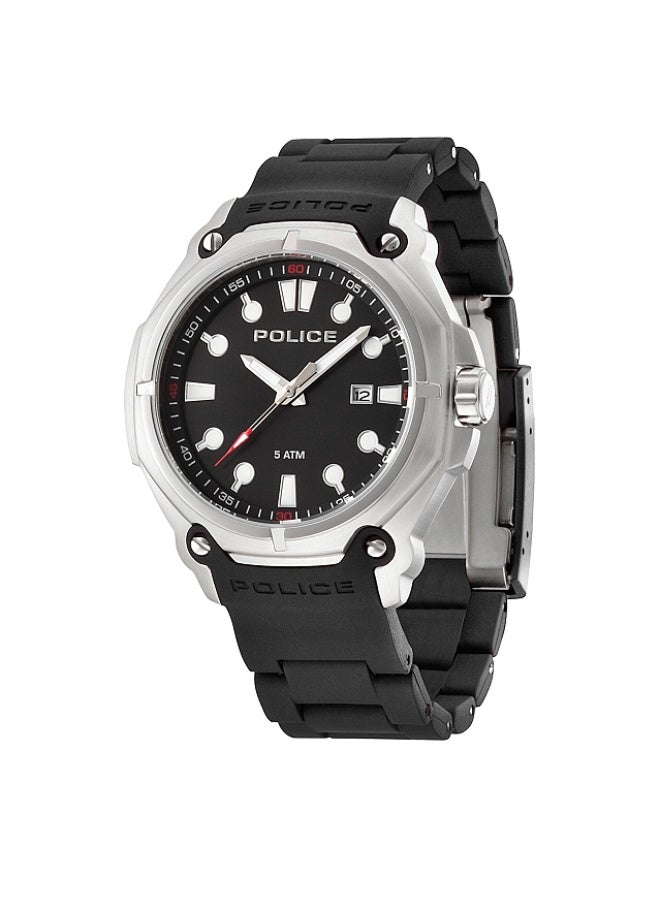 Men Protector Black Stainless Steel Bracelet Analog Watch for Men, 45mm