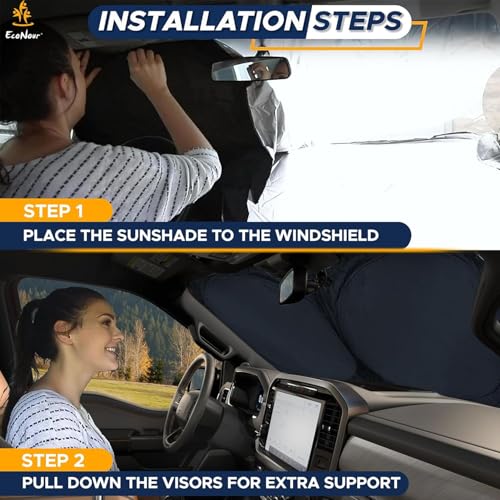 EcoNour Foldable Car Windshield Sunshade | Sun Shade for Car Windows Blocks UV Rays and Keeps The Heat Out | Foldable Essential Accessory for Enhanced Comfort XXX-Large (70 x 42 inches) - Image 5