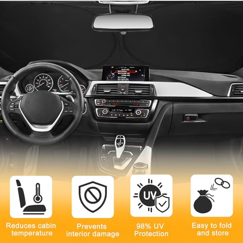 EcoNour Foldable Car Windshield Sunshade | Sun Shade for Car Windows Blocks UV Rays and Keeps The Heat Out | Foldable Essential Accessory for Enhanced Comfort XXX-Large (70 x 42 inches) - Image 2
