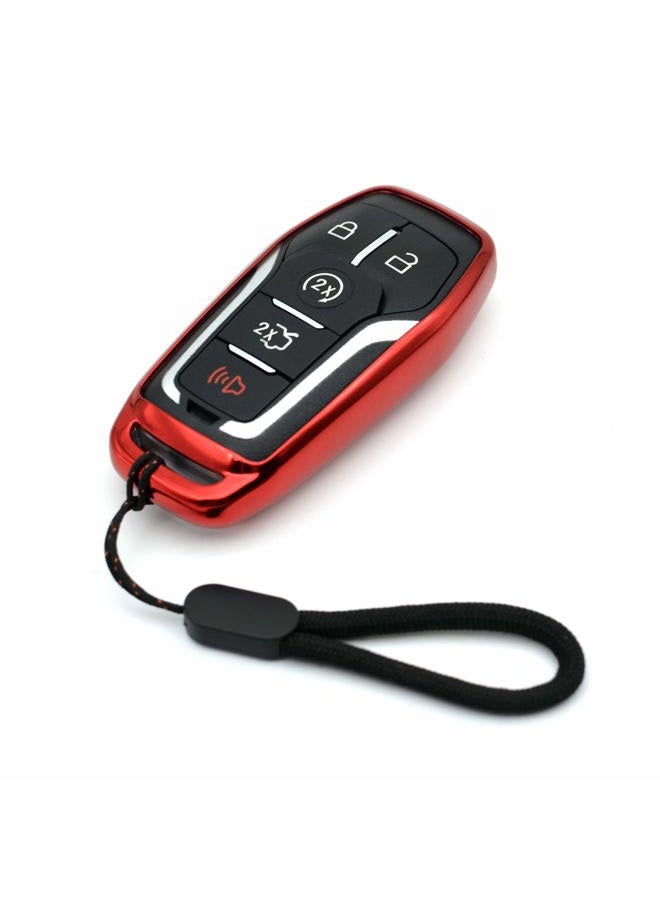 MECHCOS Fit for Ford Edge Explorer Fusion Mustang Expedition F-150 F-250 F-350 F-450 Super Duty Transit-150 250 350 HD Lincoln MKC MKX MKZ Nautilus Red Key Fob Cover Case Accessories NOT FIT Flip Key - Image 1