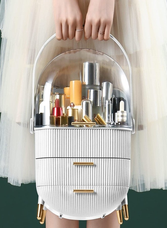 Ostin صندوق تخزين وعرض مستحضرات التجميل متعدد الوظائف من أوستين، صندوق تخزين مستحضرات التجميل، مقاوم للغبار والماء، مناسب لسطح الحمام وطاولة الزينة في غرفة النوم. (أبيض) - Image 3