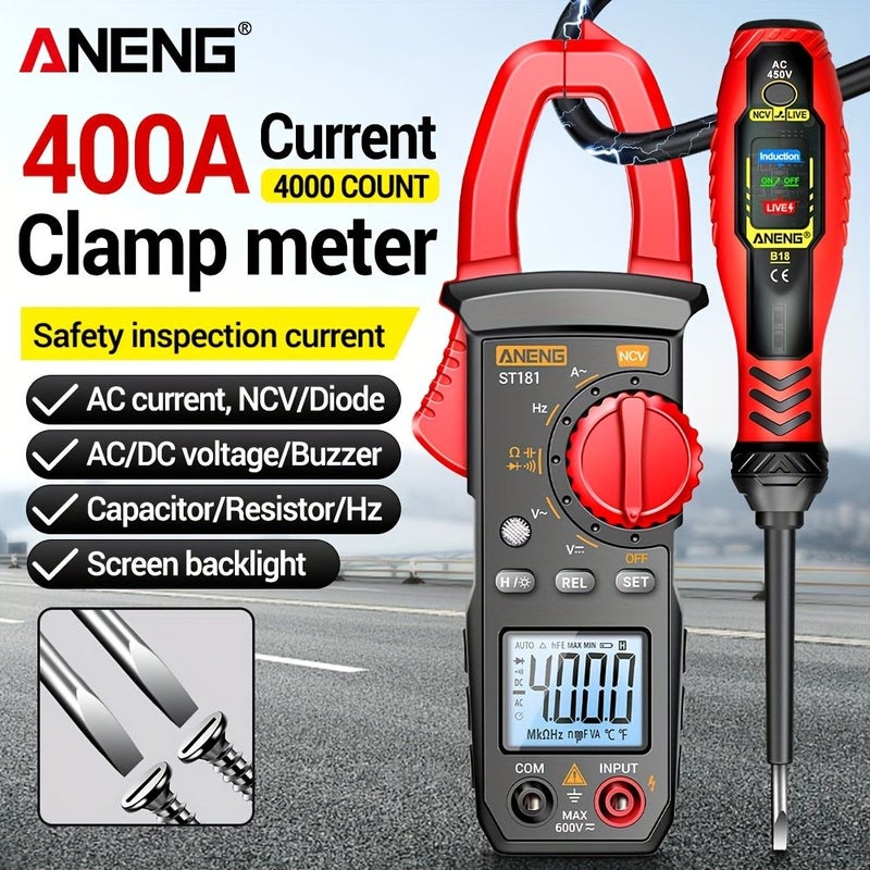 Digital Clamp Meter ST181 B18 400A AC DC Voltmeter 4000 Counts NCV Tester - Image 1