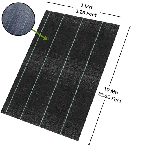 Singhal Premium Weed Mat for Agriculture and Gardening 1x10 Mtr, Weed Block Gardening Mat, Landscape Fabric, Durable Outdoor 3.28 x 32.81 Feet 110 GSM - Image 2