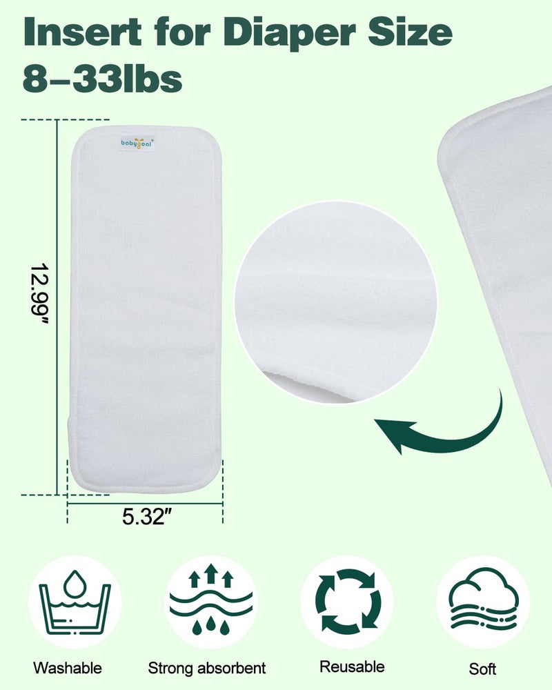 Babygoal Reusable Cloth Diaper Inserts Pack of 12, Absorbent & Breathable Liners, 3-Layer Microfiber Inserts for Cloth Diapers 12T - Image 3
