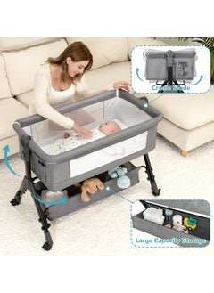 ACPLAY 4-in-1 Baby Bassinet with Changing Table, Adjustable Bedside Sleeper, Portable Cradle, and Spacious Storage  - Image 4