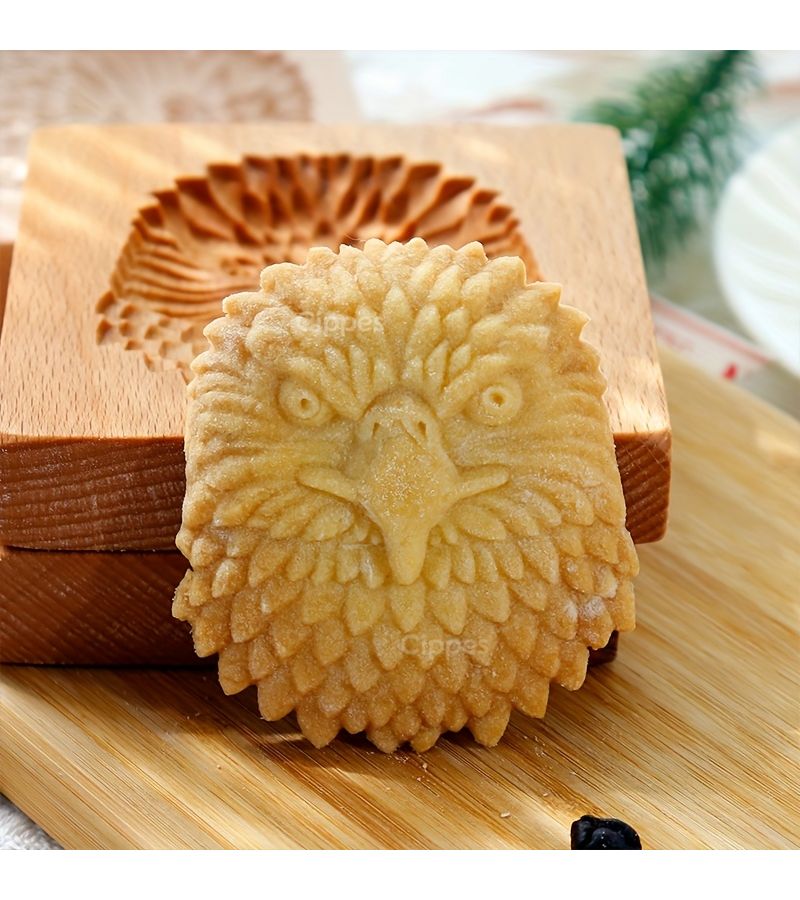 Fox Beech Wood 3D Carved Embossed Biscuit Cutter Mould for Holiday Baking - Image 4