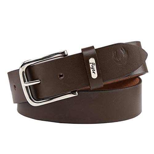 Flyer Men's Leather Belt (Formal/Casual) (Colour -Brown) (Size -38) Buckle Adjustable Size Genuine Leather (BR808-38) (Pack of 1) - Image 1