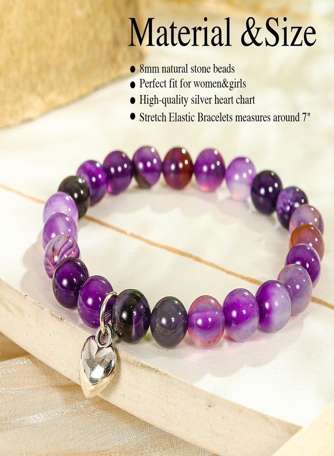 VICKHU Gifts for Women&Teen Girls，Natural Stone Heart Bracelets Butterfly Bracelets,“Sometimes You Forget You're Awesome” Unique Gifts for women with gift message card, Agate - Image 2