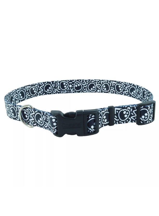 Coastal Pet Styles Adjustable Dog Collar - Stylish Patterned Fabrics - Snap-Lock Buckle - Adjustable Dog Collar - for Small, Medium or Large Dogs - Black Skulls - 5/8" x 10"-14" - Image 1