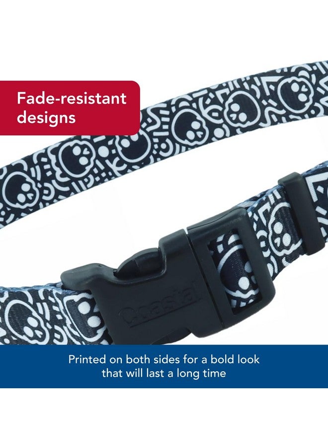 Coastal Pet Styles Adjustable Dog Collar - Stylish Patterned Fabrics - Snap-Lock Buckle - Adjustable Dog Collar - for Small, Medium or Large Dogs - Black Skulls - 5/8" x 10"-14" - Image 4