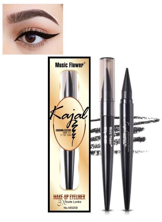 Music Flower - Kajal Eyeliner Pen Charming Eyes Makeup Eyeliner Pencil Waterproof Long Lasting Smudge Proof Eye Liner Pen Smooth Texture Long Wearing Eyeliner Pencil Black - Image 1